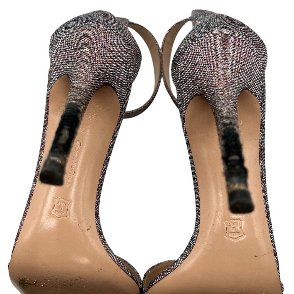 Gianvito Rossi Lurex Fabric Portofino Glitter Metallic Heels Multicolor Size 6 - Picture 9 of 16